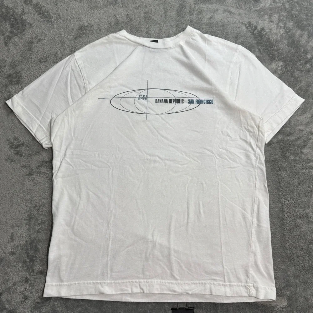 VTG 90s Banana Republic San Francisco Graphic T-Shirt White Mens Small